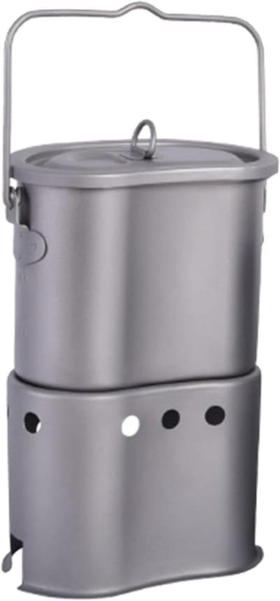 Kampeer Kooktoestel - Houtkachel Outdoor - Buiten Koken - Titanium Constructie - 13x8.5x10.5 cm - Zilver