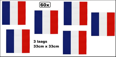 60x Servetten Frankrijk 33cm x 33cm - 3 laags - Servet diner eten knoeien restaurant France WK 2026 BBQ thema feest verjaardag feest