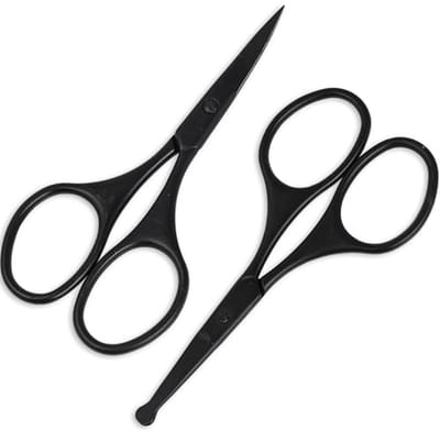 Gezichtshaartjes Verzorgingsschaar Set voor Mannen en Vrouwen - Ogen, Neus, Baard en Snor Trimmen - Veilig met Gebogen en Rechte Punten - 2 Stukken