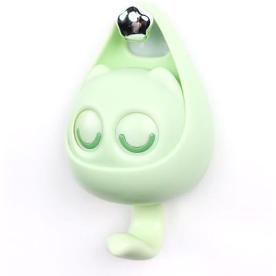 Creatieve Leuke Cartoon Grote Ogen Kat zelfklevende Haken voor Kleding Hoed Sjaal Sleutelhouders Rack Woondecoratie Muur shlef Hanger groen