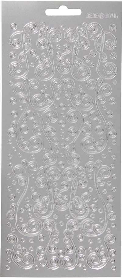 Stickers, swirl, vel 10x23 cm, zilver, 1 vel