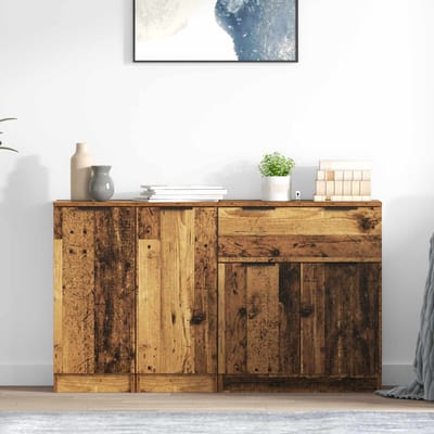 vidaXL - Dressoir - 3 - st - Oud - Hout - 120 - x - 30 - x - 70 - cm - Bewerkt - hout