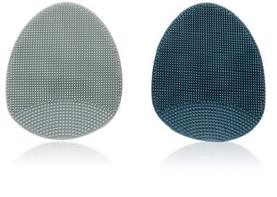 2 Stuks – Baby Siliconen Massageborstel met Handvat – Lichtblauw & Donkerblauw – 8,5 x 7 cm