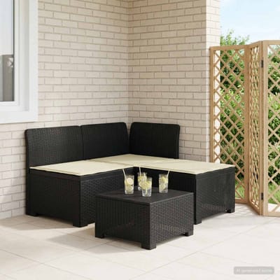 vidaXL - 3-Zits - Tu - bank - met - Kussens - Rattan - Look - 3-zits - PP - Antraciet