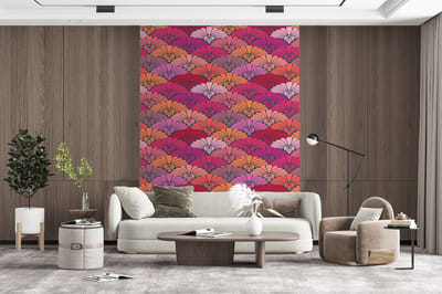Behang - Fotobehang Patronen - Art Deco - Roze - Bloemen - Breedte 165 cm x hoogte 220 cm