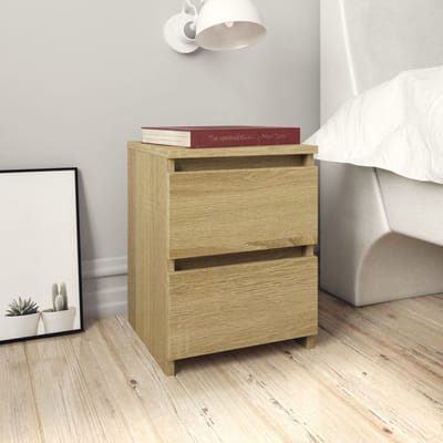 vidaXL - Nachtkastje - 30x30x40 - cm - bewerkt - hout - sonoma - eikenkleurig