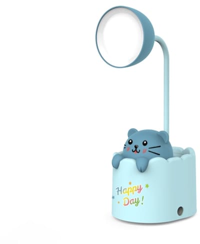 Dailyiled - kinder nachtlamp - cartoon - 2 standen - puntenslijper - kat - blauw