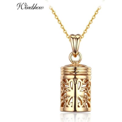 Couleur Dorée Filigrane Flacon Découpé Parfum Diffuseur Huile Essentielle Collier Femmes Pingente Chocker Colliers Pendentifs Bijoux beige