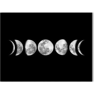 Maanfasen Canvas Schilderij Randloze Schilderijen op Muurkunst voor Huisdecoraties(Black090 2) gray