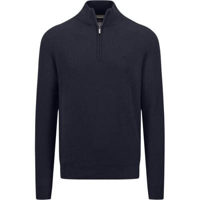 Fynch-Hatton Trui Troyer Zip Uni Color Structure Navy / male