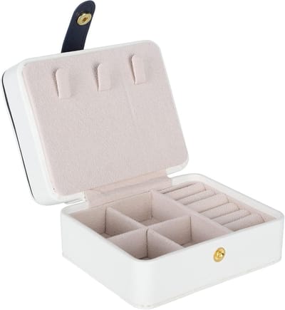 Sieraden Opbergdoos - Juwelendoosje Compact - Reizen Organiseren - Met Ingebouwd Spiegeltje - 10.5 cm Breed - Zwart