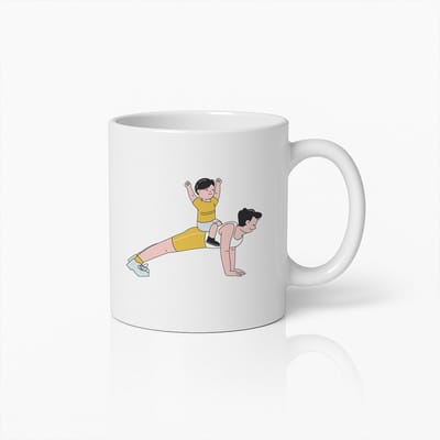 Ouder en Kind Workout Mok – Leuke Fitness Koffiebeker voor Actieve Gezinnen, Motiverend Trainingscadeau