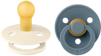 BiBS - Colour Pacifier - Stage 1 Fopspeen - 0+ maanden - 2 stuks - Ivory / Petrol