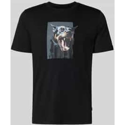 Slim fit T-shirt van puur katoen, model 'TE_DOBERMANN'