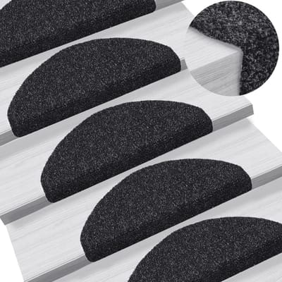 Trapmatten Set - Dark Grey - 15 Stuks - 56x17x3cm - Zelfklevende Halve Maantjes voor Trap