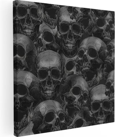 Artaza Canvas Schilderij Schedel Patroon - 30x30 cm - Klein - Muurdecoratie Skull Decoratie - Wanddecoratie Woonkamer - Schilderijen Op Canvas Gothic