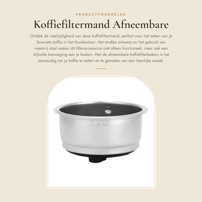 Dailygoods- Koffiefiltermand afneembaar - Roestvrijstalen Filteraccessoire - Koffiefilterhouder nr4 - Koffiefilter herbruikbaar - Geschikt voor koffiemachine - Hoogwaardige kwaliteit