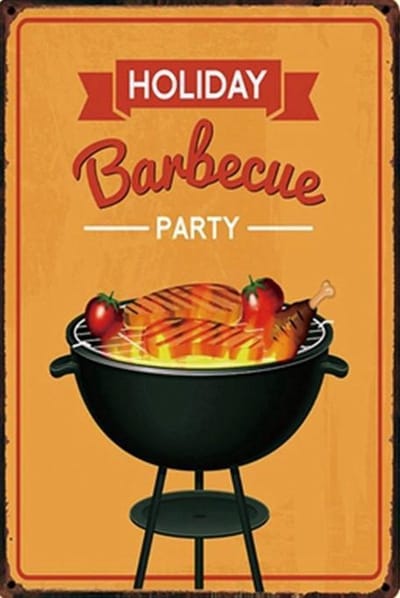 Vakantie - Barbecue - bbq - Party - Decoratie - Vintage - Retro Wandbord - TH Commerce 8911