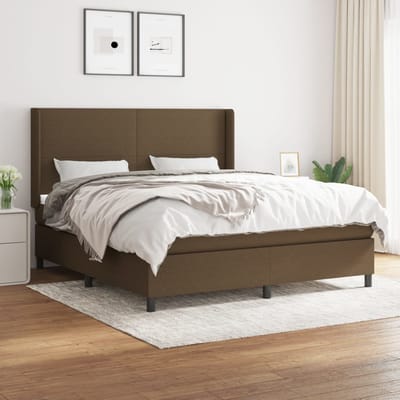 vidaXL - Boxspring - met - matras - stof - donkerbruin - 160x200 - cm
