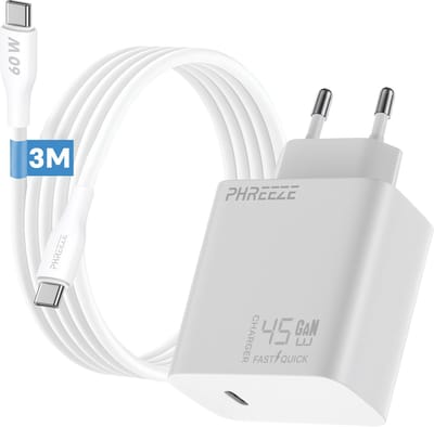 Phreeze usb C oplader 45w pps fast charger met usb C naar usb C kabel 3 meter - oplader voor S25 S24 A56 laptop
