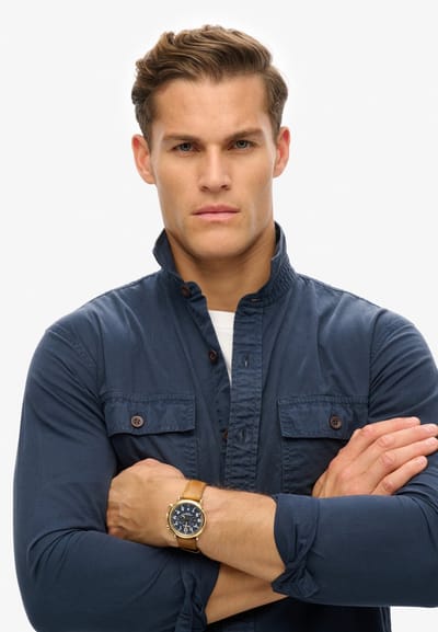 Superdry Military Overhemd Met Lange Mouwen Blauw 3XL Man