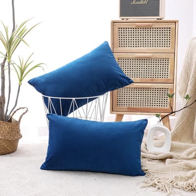 Decoratieve Kussenslopen Fluweel 2 stuks 30x50 cm Donkerblauw voor Bank en Woonkamer