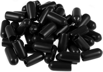 Allecto- Eindkappen - Flexibele - 6 mm ID - Draadbeschermers - Zwarte vinyl - Rubberen afdekkingen - Schroeven buizen kabels draden - 50 stuks compatibel met diverse modellen, zwart.