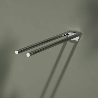 KEUCO Handdoekhouder van metaal, hoogglans verchroomd, lijm of boren, twee armen, draaibaar, 45 cm diep, voor badkamer en gastentoilet, wandmontage, Reva