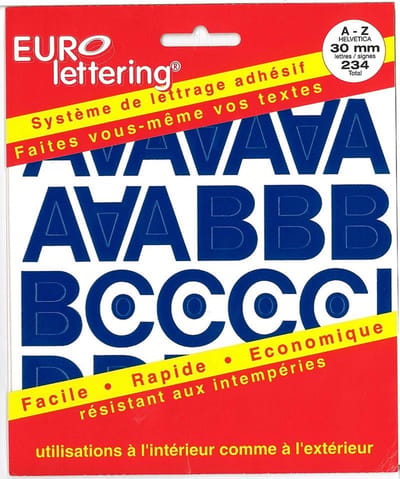 Pickup Helvetica blauw Eurolettering plaklettersboekje - 30 mm letters