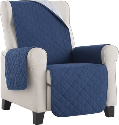 Belmarti® Fauteuilbeschermer Duo - 55cm breed - Blauw - Premium fauteuil beschermer - Omkeerbaar - Antislip - Zacht microvezel