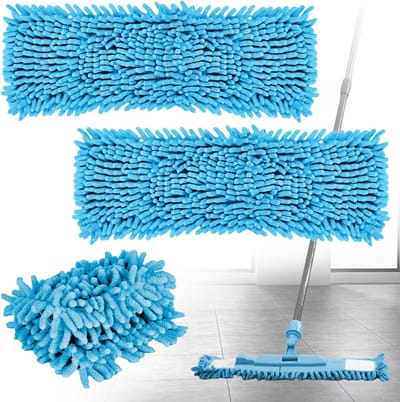 Set van 2 microfibre moppen - chenille microfibre vloerwisser - vervangende mopcover - ideale vuilabsorptie voor vloeren zoals tegels en meer