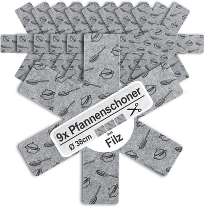 Pannenbeschermers Ø 38 cm - Hittebestendige Vilt Pannenbeschermmatten voor Koekenpannen en Potten (9 Stuks)