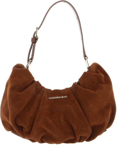 MANDARINA DUCK Leren Schoudertas Velvet Plisse Wrist Bag Caramel Cafe Lichtbruin