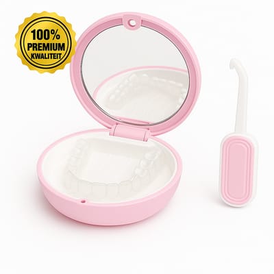 Aligner Case met Remover – Premium Roze Doosje / Bakje voor Invisalign, Retainers & Nachtbeugels – Met Spiegel & Sterke Magneetsluiting