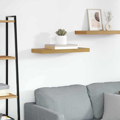vidaXL - Wandplank - Muurmontage - Beige - 60 - x - 23,5 - x - 3,8 - cm - Bewerkt - hout