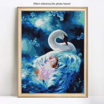 Broderie diamant pour enfants Cygnes Loisirs et artisanat Peinture diamant 20X30 black