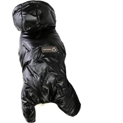 Combinaisons Chaudes d'Hiver pour Chiens Imperméable PU Veste pour Animaux de Compagnie pour Petits Chiens Vêtements Manteau en Coton pour Chiot Costumes Chihuahua Teddy Bichon M black