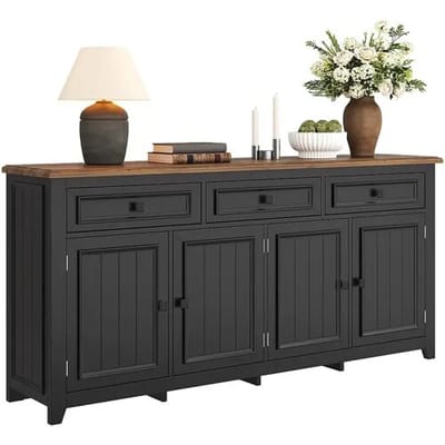 Merax Modern en eenvoudig dressoir - 160 x 35 x 76 cm - woonkamer opbergmeubel - MDF - zwart