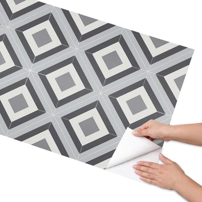Coloray Meubel Wrap Folie - Grijs Meubelfolie - 65x130 cm - Decoratiefolie Zelfklevend Geometrische tegels - Meubelfolie Zelfklevend - Geometrische Meubelfolie - Wrapfolie Keuken - Wanddecoratie - Geometrie