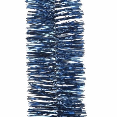 8x stuks decoris kerstslinger-guirlande - donkerblauw - glanzend lametta - 270 cm