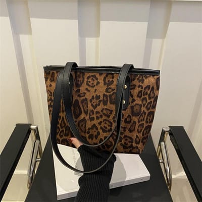 Hoge Kwaliteit Luipaardprint Tas Nieuwe Retro Tas Modieuze Schoudertas Niche Forens Tote Bag brown