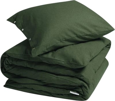 Yumeko dekbedovertrek flanel mosgroen 140x220 + 1/60x70 - Biologisch & ecologisch