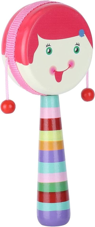 Rammelaar Trommel Speelgoed - Handtrommel Muziekinstrument - Muziek Ontdekken - Cartoon Ontwerp - 18 x 8 x 4 cm