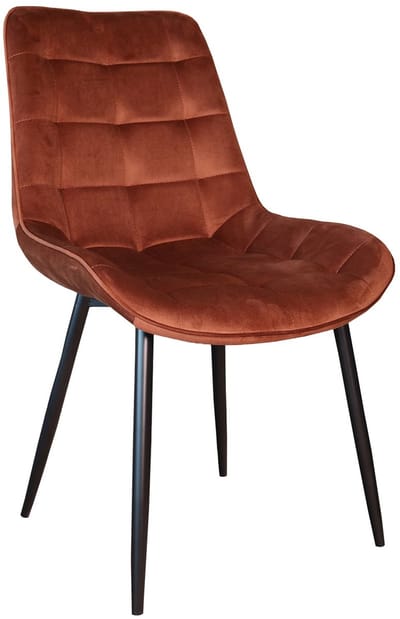 SET DEAL: 4 stuks Eetkamerstoel De Vince bruin velvet eetstoel zetel