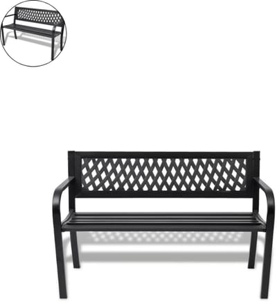 Tuinbank – Tuinbankjes weerbestendig - Tuinbanken - Loungebank - Balkon Set - Buitenbank - 2 personen - Zwart