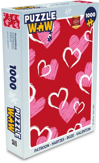 Puzzel Patroon - Hartjes - Roze - Valentijn - Legpuzzel - Puzzel 1000 stukjes volwassenen