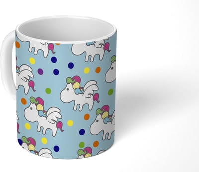 Mok - Koffiemok - Unicorn - Patronen - Kind - Mokken - 350 ML - Beker - Koffiemokken - Theemok