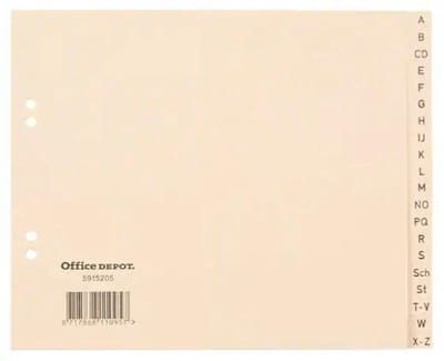 Office Depot Tabbladen A4 (1/2 hoogte) Vaalgeel 20 tabs papier a - z