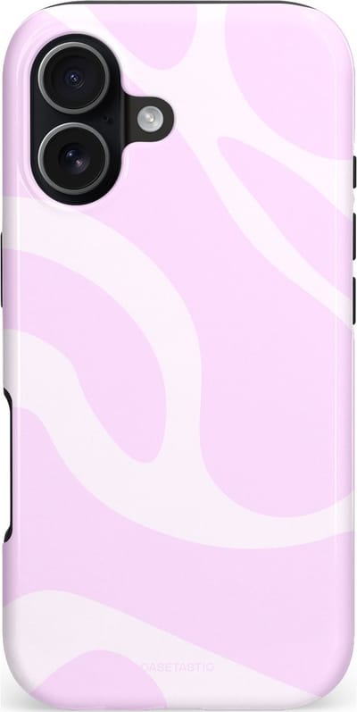 Casetastic hoesje geschikt voor Apple iPhone 17 - MagSafe - Dubbellaagse bescherming - Vrolijk Roze Suikerspin Curves - Fashion Case - Lichtroze Wit