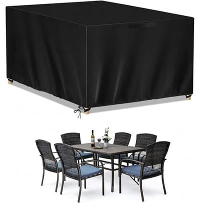 Famanu - Tuinmeubelset hoezen, tuinmeubelhoes waterdicht 420D Oxford anti-UV scheurbestendige rechthoekige rotan meubelhoezen 160 x 130 x 90 cm